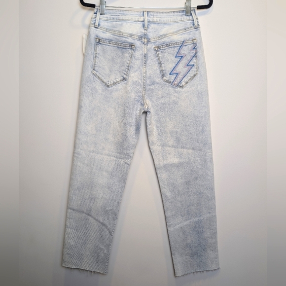 Driftwood Royce Straight Leg High Rise Raw Hem Light Denim Jeans Size 26 - Picture 4 of 8